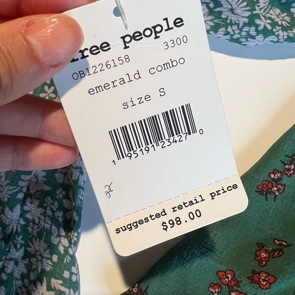 NWT FREE PEOPLE Green Floral Print Blouse Small - Picture 4 of 5